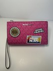 Michael Kors New Jet Set Travel Dragonfruit Large Double Zip Wristlet Patch Logo