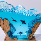 Ocean Resin Led Night Light Manta Ray Wood Epoxy Handmade Table Decor Lamp