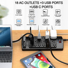 18 Outlets Surge Protector Power Strip - 6 Feet Flat Plug Heavy Duty Extension C