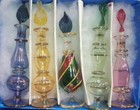 Lot Of 10 Egyptian Handmade Mouth Blown Perfume Bottles Pyrex Glass Medium Size