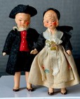 Pair Of Antique German Hertwig  Miniature Dollhouse Boy And Girl 3 1 2    Dolls