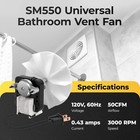 Universal Bathroom Vent Fan Motor Kit Sm550 For Nutone Broan Exhaust Motor 50cfm