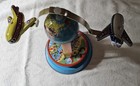 Vintage Wind Up Tin Toy   Carousel Airplanes Circling The World
