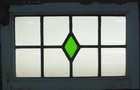 Geometrical Old English Leaded Stained Glass Window 20 25  X 13 