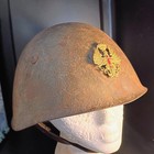 Spanish Civil War M33 Helmet With Insignia   Original Liner Size 58 Italian Made