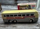 Vintage Continental Trailways Silver Eagle Tin Friction Toy Bus Box Excellent