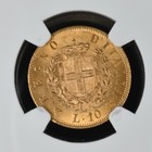 Gold 1863 T Bn Italy 10 Lire Ngc Ms 63    Rare In Plus Grade   High Luster Ms63 