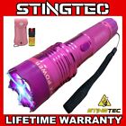 Pink Stun Gun 350 Million Volt Rechargeable   Led Flashlight   Pepper Spray Set