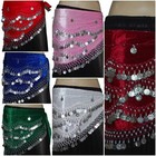 Belly Dance Velvet Hip Scarves Silver Coin - 10 Black And 20 Mix