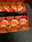 Vintage Christmas Lights Plastic Mold Teddy Bears Wearing Santa Clause Hat