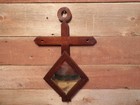 Vintage Antique Early Rare 1800 s Church Cross Walnut Wall Mirror