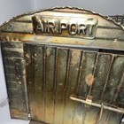 Vintage Airport Tin Wind Up Music Box Copper Color Plays Fly Me To The Moon Rare