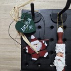 Primitive  Santa Mixed Wood Clay Ornaments St nick Christmas Lot Of 4