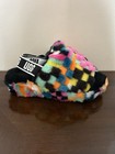 Ugg Women s Super Fluff Yeah Slipper Slides Sandal Black Multi Checkered Size 7