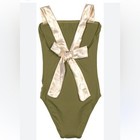 Nueces Girls 12 Olive Green Bodysuit With Gold Bow