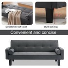 Convertible Futon Sofa Bed Adjustable Backrest Sleeper Couch W  Round Pillows Us