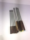 Fondue Forks Mcm Wood Handle Stainless Steel Color Coded Tips 9 Replacement Vtg