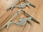 2 Cast Iron Nautical Seahorse Brackets Garden Braces Shelf Bracket Book Beach