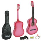 Beginners Acoustic Pink Guitar With Guitar Case  Strap  Tuner And Pick