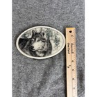 Janet Vancil Wo-di Wolf Scrimshaw Art Oval Plaque Handcrafted Tennessee Vintage