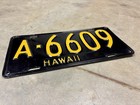 1953 Base Hawaii Pre Statehood License Plate  a-6609