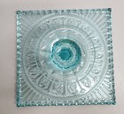 Vintage Blue Glass Square 9 75    Pedestal Cake Dessert Stand