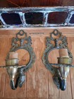 Antique Pair 1920s Spanish Revival Cast Iron Wall Sconce Lights Parts repair 