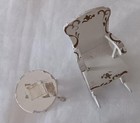 Vintage Lundby Rococo Dining Room Set Clock Dollhouse Furniture Lot
