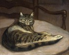 Cat On A Chair 1902 Vintage Art Print Antique Painting