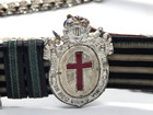 Vintage Knight Templar Red Cross Masonic Sword Leather 2 Emobssed Hanging Chains