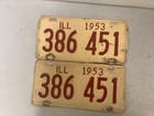 Vintage 1951  1952    1953 Lot X6 Illinois License Plates Consecutive Years