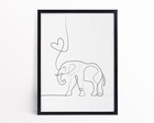 Elephant Animal Art Print Nature One Line Drawing Poster Framed Options