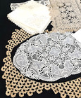 Vtg Doilies Crochet   Madeira Lace Lot Of 7 Hand Embroidered Cutwork Scalloped