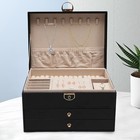 3-layer Lockable Jewelry Box Organizer With Velveteen Lining