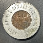 1949 Encased Coin Save At The Rexall One Cent Sale Lincoln Head Good Luck Token