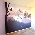 Baby Room Wall Mural  Magic Castle  Decor For Potter Heads  Lavender Palette