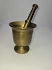 Vintage Solid Brass Mortar And Pestle Set Handcrafted Pedestal Base 