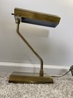 Vtg Mcm Asymmetric Brass Desk Lamp Rare Patina 14   x10 Offset Mid Century Modern