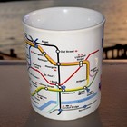 London Underground Blues Souvenir Coffee Mug  mind The Gap - W  Map Design -