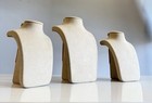 3 Professional Jewelry Display Busts  Beige Linen  2 Sizes   Ex-macy s Fixture 