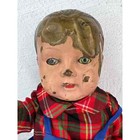 Metal Tin Vintage Antique Doll Creepy Large Eyes Move Cast Rare Boy Guy