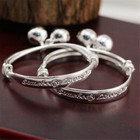4pcs Somebody Loves Me Small Bells Silver Baby Children Jewelry Bangle Bracelets