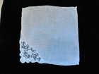 Vintage White Wedding Hankie With Handmade Net Lace Corner H470
