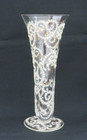 Antique 19th Century Moser Bohemian Glass Trumpet Vase W  Enamel   Gilt   1