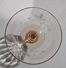 Pink Depression Glass  Etched Floral  Stemmed Champagne Coupe Rings-like-crystal