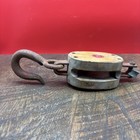 Vintage 10    Anvil Logo Wood Single Wheel Pulley Wooden Block And Tackle