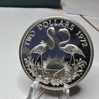 1972 Bahamas  2 Two Dollars Flamingo Silver Coin  925 Fine Silver Proof