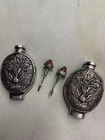 Pair High Quality Chinese Silver Hand Made  phoenix  Snuff Bottles    