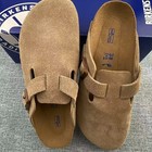 Birkenstock Boston Taupe Suede Leather Soft Footbed Unisex Shoes Clogs Eu 37-45