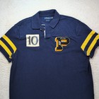 Vtg Polo Ralph Lauren Rugby Custom Slim Fit Polo Shirt 2xl Navy Blue Patch  10